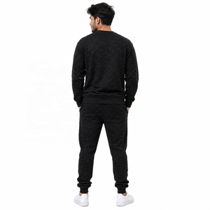 Conjunto de Sudadera y Pantalones Deportivos de Forro Polar Texturizado para Hombre con Patrón Moteado, Tela Suave de Invierno, Corte Regular, Sudaderas con Capucha B2B USA - Product Image 3