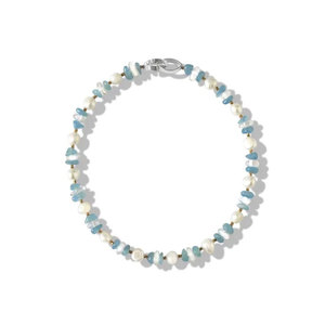 Awesome Aquamarine Pearl Freshwater Pearl Gold Beaded <b>Bracelet</b> Blue White Gemstone Women Fashion Jewelry HARI OM CREATIONS Model - Product Image 1
