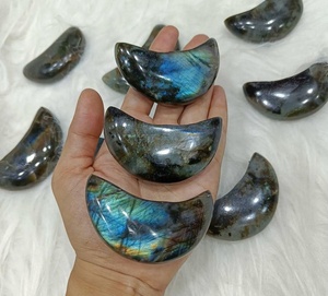 Polished Labradorite Stone <b>Moon</b> Shape Carved SCULPTURE Healing <b>Crystal</b> for Reiki and Home Decor Art Collectible Gujarat - Product Image 4