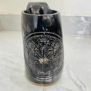 แก้วเบียร์ทำมือลายไวกิ้ง  ทำจากเขาควายขัดเงา  แกะสลักด้วยมือ  ทันสมัย  ของแท้  คุณภาพพรีเมียม  ราคาถูก  ที่นี่ - Product Image 1