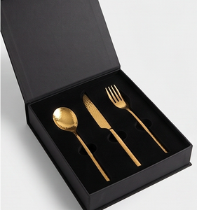 Ensemble de couverts plaqués or 3 pièces, luxe moderne, couverts durables en métal, cuillère, fourchette, couteau pour la cuisine et la maison - Product Image 6