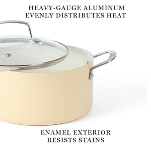 High Performance Non Stick Cooking <b>Set</b> With Copper Ceramic Interior Heavy Duty Aluminum Base Tempered Glass Lids - Product Image 3