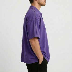 Polo <b>Shirt</b> Men Oversized Casual Loose Fit Baggy Short Sleeve Collar Cotton Summer Street Wear - Product Image 2