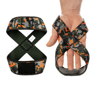 Correas de levantamiento de pesas de caucho negro personalizadas con diseño de figura 8, de alta resistencia, para peso muerto y levantamiento de potencia, correas de gimnasio - Product Image 1