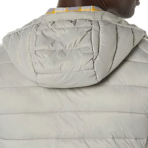 Men Light Gray Hooded Solid Color Polyester Filling Casual Winter Wear <b>Puffer</b> <b>Jacket</b> Available For Sale Now In Reasonable Price - Product Image 6
