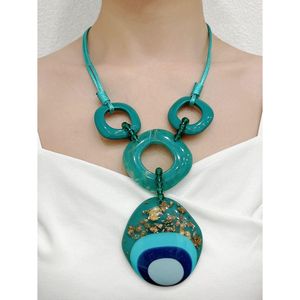 Contemporary Multicolor Oval Resin <b>Statement</b> <b>Necklace</b> Handmade Colorful Fashion Jewelry for Women Boutique Accessories - Product Image 5