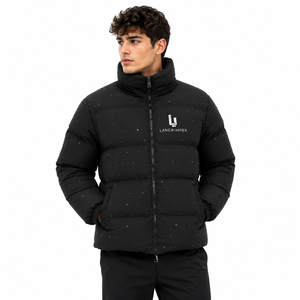 Custom Men's Black Puffer Jacket Winter Quilted Bubble Coat Lightweight Warm Zip Up Down Alternative Jacket OEM ODM Manufacturer - Product Image 2