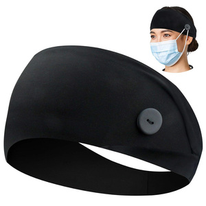 Diadema Quirúrgica Deportiva Negra de Punto de Poliéster/Algodón con Botón de Detección de Agujas, Tejido Elástico, Uniforme Hospitalario Unisex - Product Image 1