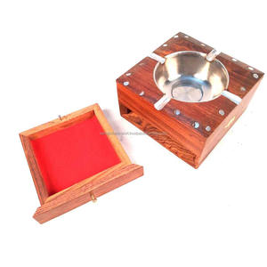 Cenicero de madera maciza con ranuras cuadradas Retro al por mayor, promoción personalizada creativa, caja de madera, Cenicero de Metal para cigarros, decoración de madera - Product Image 1
