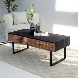 Mesa de centro Vandana Zenova Altis con 2 cajones y tablero negro para decoración moderna de sala de estar - Product Image 1