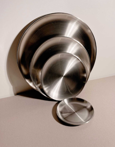 Assiette de service en métal argenté pour la restauration et l'hôtellerie, vaisselle moderne résistante au lave-vaisselle pour la maison et la cuisine, best-seller - Product Image 6