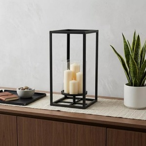Black Iron Candelabra 8 Arm Candle Holder <b>16</b> Inch Wide Home Decoration Durable Metal Candle Stand - Product Image 3
