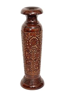 Jarrón Redondo de Madera Art Deco Hecho a Mano con Incrustaciones Doradas, Recipiente Decorativo para Flores de Color Marrón para Decoración del Hogar, 4"-6" de Diámetro - Product Image 5