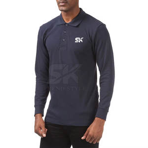 Polo à manches longues pour homme de qualité supérieure, style tendance, 100% coton, prix abordable, polo à manches longues uni pour homme - Product Image 5