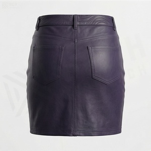 Jupe crayon mini en similicuir taille haute pour femme avec poches, couleur unie, style tissé, toutes saisons, sexy - Product Image 2