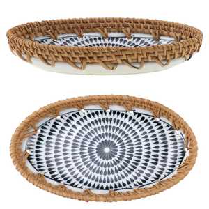 European Design Mother Pearl Rattan Multifunction Serving Tray Tableware Decor for Kitchen Household Snack Storage Tea Tray - Product Image 3