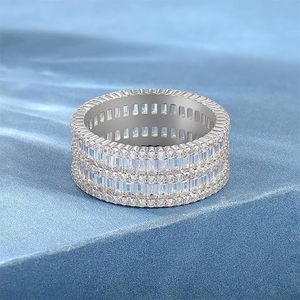 Premium Moissanite <b>Stacking</b> <b>Ring</b> for Women Baguette & Round Cut Diamond Eternity Wedding Band 925 Sterling <b>Silver</b> <b>Ring</b> - Product Image 3