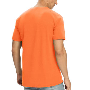 T-shirt à manches courtes pour homme, orange, coupe classique, col rond, décontracté, couleur unie, jersey de coton, tricoté, teint uni, t-shirts pour homme - Product Image 2