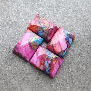 Cabochon rectangulaire en turquoise d'huître épineuse rose AAA+ |   Pierre précieuse calibrée non montée pour bijoux faits à la main - Product Image 1