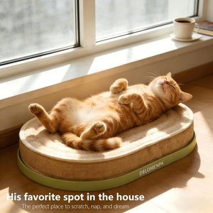 Sisal <b>Cat</b> Scratcher Lounge, 2-in-1 <b>Cat</b> Bed with Durable Base, <b>Plush</b> Foam Cushion,22"by 14" 0val nest no mess furniture protector - Product Image 6