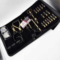 Kit d'outils professionnels et confortables pour extensions capillaires en acier inoxydable doré au plasma, pinces à mèches, micro-anneaux de coiffure, ciseaux à boucles