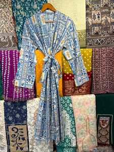 Womens Soft Cotton Printed Kimono Robe Boho Comfy Night Wear <b>Kaftan</b> Maxi Dress <b>Beach</b> Cover Up Dress Nightwear Dress - Product Image 4