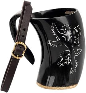 Lunettes et tasse en corne de buffle fabriquées à la main |   Mug à café pour la bière, les boissons et la décoration rustique de la maison - Product Image 1
