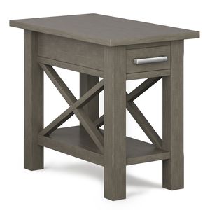 Kitchener Farmhouse Grey Narrow <b>Side</b> Table Elegant Nightstand - Product Image 1
