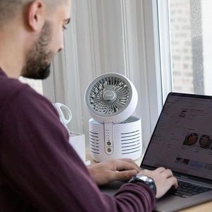 2-in-1 HEPA Filter Air Purifier and <b>Desk</b> Fan Combo for Office Night Stand Dorm or Small Bedroom for Household Use - Product Image 2