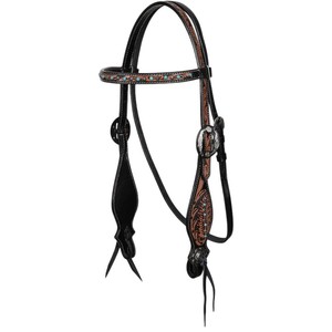 Ensemble d'attelage équestre occidental en cuir : têtière, collier de poitrée et rênes avec couleurs personnalisées et conchos pour l'équitation et l'entraînement - Product Image 2