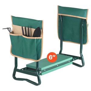 Sgabello da Giardino Pieghevole Resistente con Seduta Larga 6 Pollici e 2 Borse Porta Attrezzi, Accessorio per Giardinaggio - Product Image 2