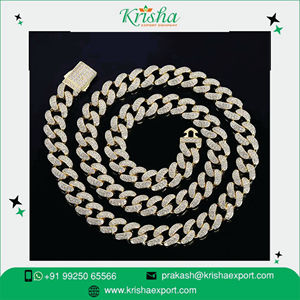 lab grown diamond Cuban link Chain loose lab grown CVD and HPHT diamond with Jewelry Yellow Solid Gold Cuban Link Chain <b>Necklace</b> - Product Image 4