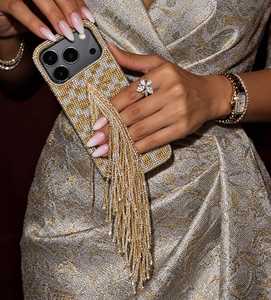 Fundas para Teléfono con Borlas de Cuentas y Pedrería Hechas a Mano, Accesorios Móviles de Cristal Brillante de Lujo - Product Image 4