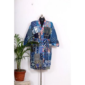 Robe kimono patchwork Kantha pour femmes, vêtements de nuit, vente en gros, cardigan en coton fait main indien, vêtements de plage, fabricant de kimonos - Product Image 1