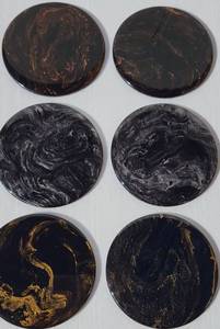 Sous-verres en résine époxy faits à la main, imperméables, motif marbre, décoration d'intérieur, technique de moulage, artisanat du Paradis, Uttar Pradesh - Product Image 2