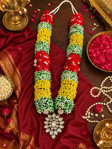 Handmade Floral Varmala South Indian <b>Wedding</b> Garland Artificial Rose Bridal Couple Mala Traditional Jaimala Decor <b>Set</b> for <b>Gifts</b> - Product Image 4