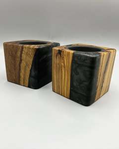 Brûleur d'encens en résine époxy et bois naturel Resin Spa Luxe, support artisanal exclusif fait main pour bâtonnets et cônes d'encens - Product Image 5