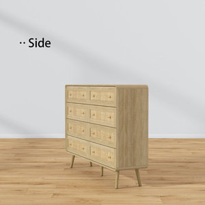 Cómoda de almacenamiento tejida con esquinas redondas en el pecho de acento tejido de ratán de 8 cajones - Product Image 5