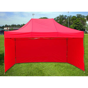 Tente pliante pop-up 3x3m, noir et rouge, imprimée, imperméable, abri extérieur pliable avec parois latérales, toutes saisons - Product Image 5