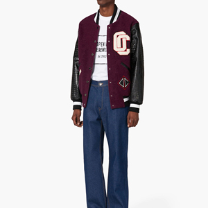 Chaqueta Varsity Letterman para Hombre, Cuerpo de Lana, Mangas de Cuero Genuino, Chaqueta de Invierno, Logotipo Personalizado, OEM, Venta al Por Mayor, El Mejor Diseño - Product Image 5