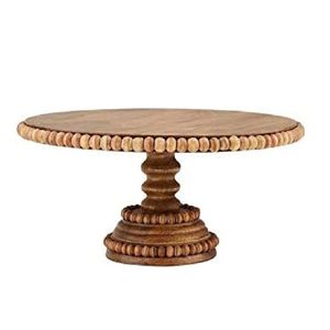 Base Redonda de Madera Rústica con Cuentas para Tartas, Soporte de Exhibición para Postres, Decoración para Bodas, Fiestas, Cumpleaños y Panaderías - Product Image 1