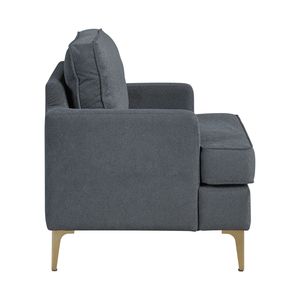 Fauteuil d'appoint moderne et confortable en chenille grise avec pieds en métal finition dorée, en contreplaqué durable pour salon - Product Image 6