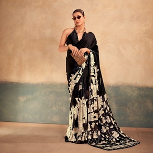 Sari Tradicional Indio de Seda Satinada con Estampado Kalamkari para Uso Diario y Eventos Festivos, Atuendo Elegante para Mujer - Product Image 1