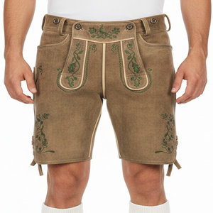 Men's Bavarian Antique-<b>Look</b> Goat Suede <b>Leather</b> Mid Waist Breathable <b>Shorts</b> for Oktoberfest Lederhosen <b>Shorts</b> for Oktoberfest - Product Image 4