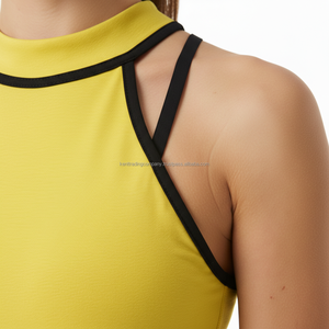 Débardeur Col Rond 100% Coton pour Femme, Double Bretelle, Bordure Contrastante, Logo Personnalisé, Respirant, pour Gym et Yoga, Fabricant de Marque Privée - Product Image 4