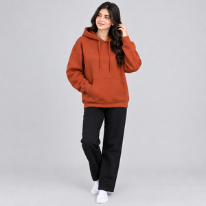 Sweat-shirt décontracté pour femme à double couche, avec capuche structurée, coupe régulière, en molleton de coton doux, manches longues - Product Image 3
