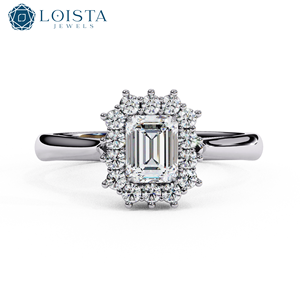 Anillo de Compromiso con Diamante Cultivado en Laboratorio con Certificación IGI, Corte Esmeralda, Oro Rosa/Blanco/Amarillo, Chapado en Rodio, Anillo Solitario Clásico - Product Image 1