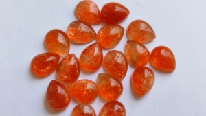 Pierres précieuses en pierre de soleil naturelle, forme poire, cabochon, 6x8mm à 12x16mm, dos plat lisse, lot en gros pour la fabrication de bijoux - Product Image 2