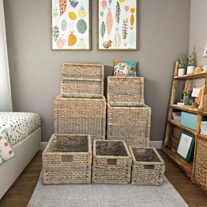 Hand-woven Seagrass Water Hyacinth Baskets Eco-friendly storage solutions for apparel toys decor. - Product Image 1