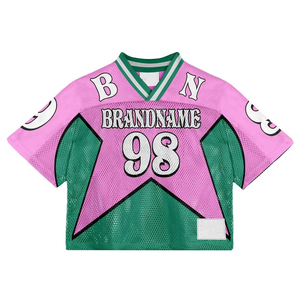 Custom American Football Jersey Silk Screen Printed Mesh T-Shirt Front Flame <b>Star</b> <b>Design</b> Heavyweight Breathable Eco-Friendly - Product Image 3